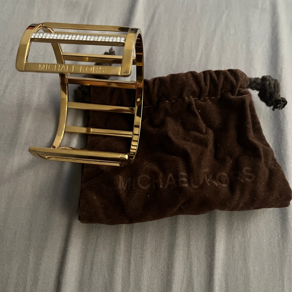 Michael Kors Gold with Crystal Accent Striped Cuff - Picture 5 of 5